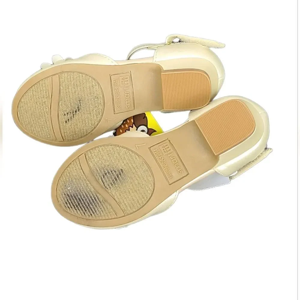 NWT SmartFit Toddler Girl Size 7 Beige Cici Flower Girl Heel Fancy Dress Shoes